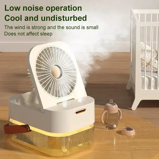 Double Spray Portable Humidifier Fan With Lamp