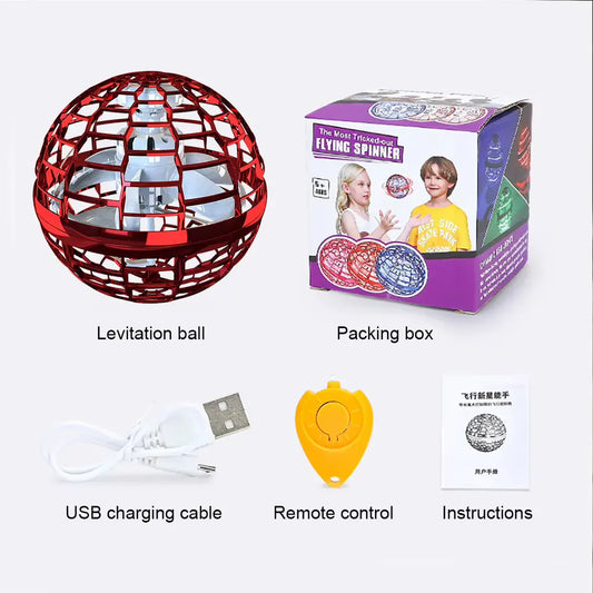 FlyNova Flying Spinner Ball – Rechargeable LED Hover Toy for Kids & Adults