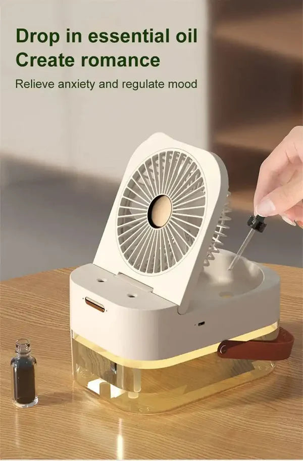 Double Spray Portable Humidifier Fan With Lamp