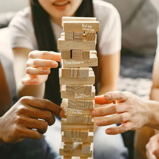 2-in-1 Classic Wooden Jenga Stacking Game