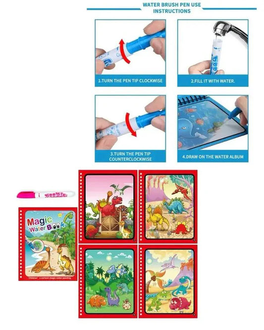 2-in-1 Kids Learning Deal: Magic Water Coloring Book + Sank Magic Practice Copy for Kids
