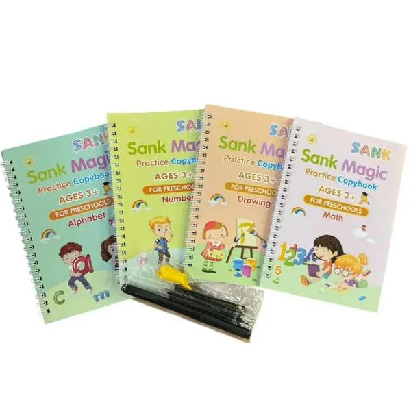 2-in-1 Kids Learning Deal: Magic Water Coloring Book + Sank Magic Practice Copy for Kids