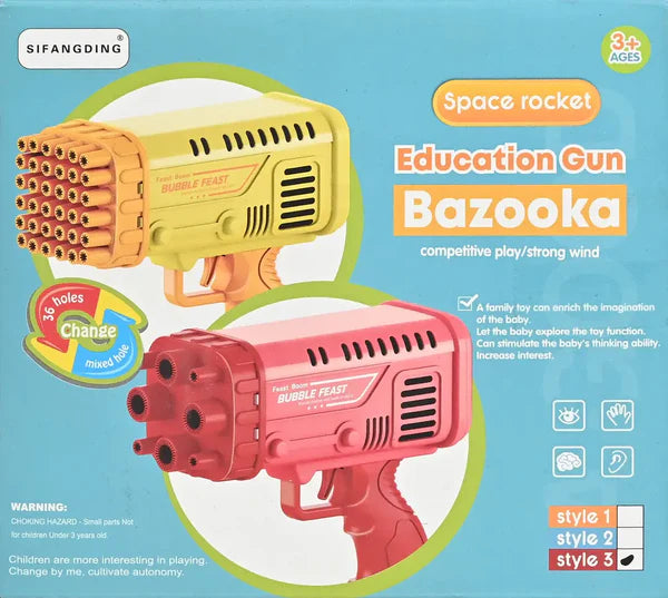 36-Holes 2-in -1 Bazooka Bubble Gun for Kids! (Ages 3+)