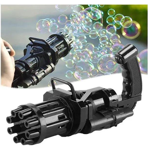 8-Hole Bubble Gun Machine for Kids – Automatic Gatling Bubble Blower Toy with Bubble Liquid