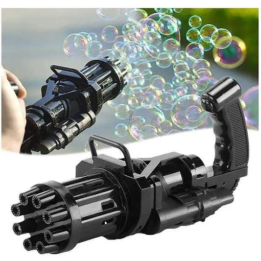 8-Hole Bubble Gun Machine for Kids – Automatic Gatling Bubble Blower Toy with Bubble Liquid