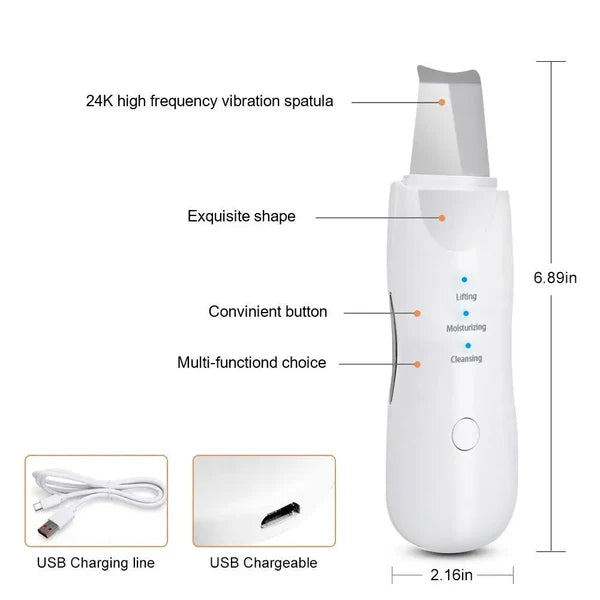 Ultrasonic Skin Scrubber Deep Face Cleaning Machine, Remove Dirt & Blackhead