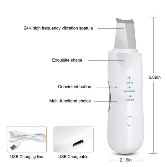 Ultrasonic Skin Scrubber Deep Face Cleaning Machine, Remove Dirt & Blackhead