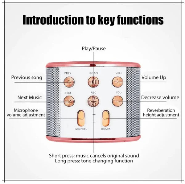 Wireless Bluetooth Karaoke Microphone – 3-in-1 Mic, Speaker & Recorder
