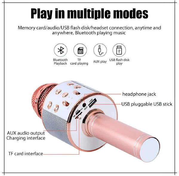 Wireless Bluetooth Karaoke Microphone – 3-in-1 Mic, Speaker & Recorder