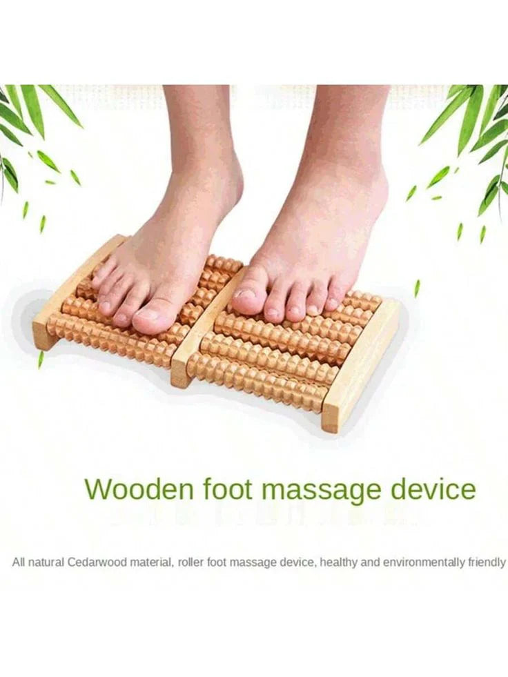 Wooden Foot Massager Roller Tool  Acupressure & Plantar Fasciitis Relief
