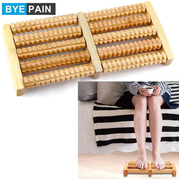 Wooden Foot Massager Roller Tool  Acupressure & Plantar Fasciitis Relief