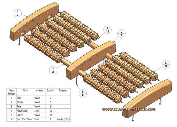 Wooden Foot Massager Roller Tool  Acupressure & Plantar Fasciitis Relief